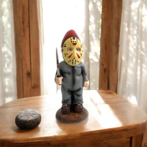 Garden Gnome with Knife - Funny Horror Yard Statue, Creepy Lawn Gnome, Unique Outdoor Decor, Scary Garden Figurine, Spooky Halloween Gift