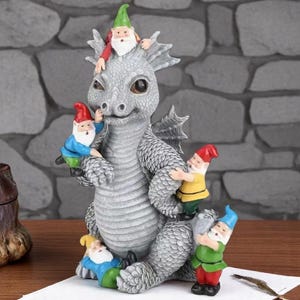 Garden Gnome Animal Set – Dragon, Cat & Turtle Figurines for Shelf or Yard, Cute Resin Home Decor, Whimsical Fantasy Statues, Special design