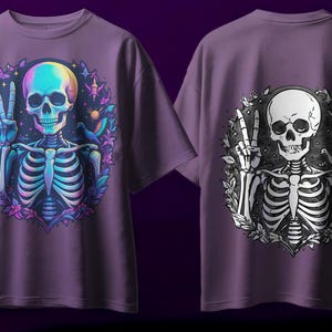 skeleton peace PNG,  Skeleton Peace Floral Hippie Design PNG, Skeleton Design clipart
