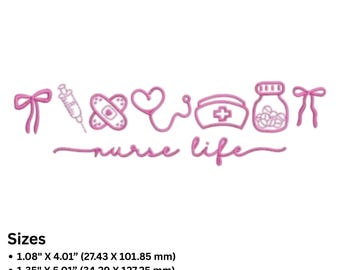 Nurse Life Icon Embroidery nurse machine embroidery Nurse Stethoscope Embroidery Design Doctor Stethoscope Bow Embroidery file 4 Sizes.