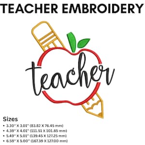 Teacher Machine Embroidery Design, Teacher Digital Stitch Pattern, Positive Quote, 5 Sizes, Back to School Embroidery, Instant Download, JEF