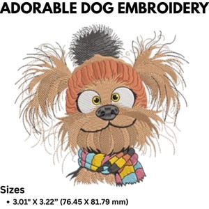 Adorable Dog machine embroidery design, Crazy Dog embroidery design, 5 sizes, Embroidery Designs, Machine Embroidery, Instant Download