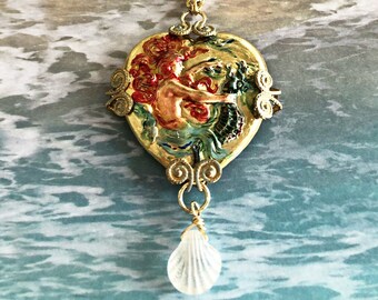 Mermaid Seahorse Necklace, Summer Jewelry, Handmade Jewelry, Beach Jewelry