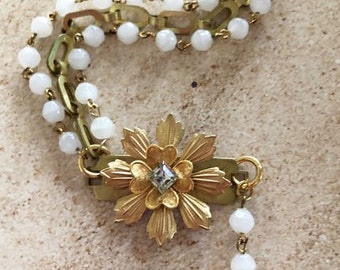 Flower Bracelet, Handmade Jewelry, Flower, Wedding Bracelet, Honeymoon Bracelet, SummerJewelry