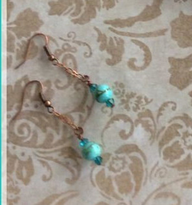 Turquoise Colored Cab Handmade Jewelry Cowgirl Southwestern Necklace Set Western Jewelry Copper Component Rodeo Jewelry Howlite