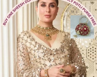 mirrors work duppata, Poshida sheesha work bridal veil, Hania amir inspired mirror dupatta , Indian , Pakistani bridal veil
