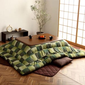 Kotatsu Futon Comforter Flannel Blanket Green Square Rectangle
