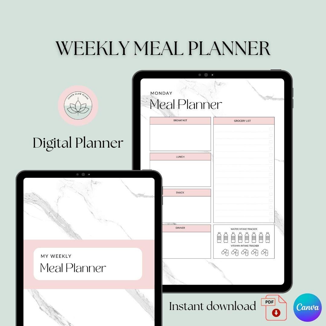 Digital Weekly Meal Planner: Printable Meal Tracker (PDF) - Etsy