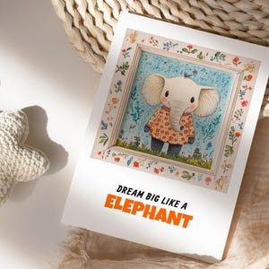 Sogna in grande come un elefante - Opere d'arte stravaganti per la cameretta dei bambini - Stampa floreale di un elefante - Decorazioni divertenti per vestiti - Regalo stimolante per la cameretta dei bambini