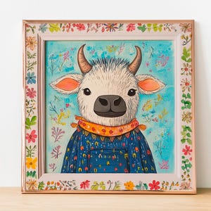 Yak in Kuscheliger Kleidung - Quadratisches Kinderposter – Bauernhof Tier Dekor