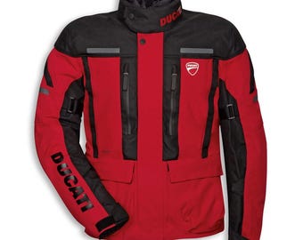 Ducati Corse Herren Motorradjacke Cordura Textil CE Gepanzerte Wasserdichte Stoffjacke Tour C4