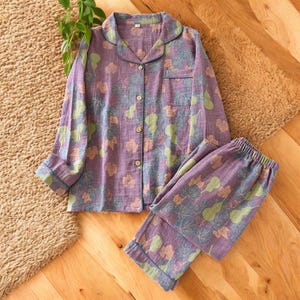 Matching Floral Print Pyjama Set, Simple Two Piece Cotton Pyjama, Women&#39;s Pyjamas, Floral Pyjamas, Summer Loungewear, Gift For Her