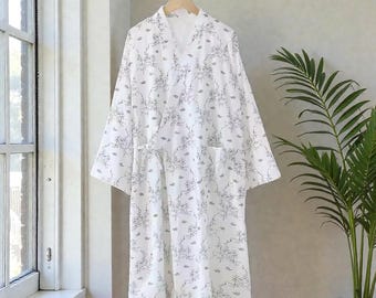 Elegant Summer Bathrobe For Women, Cotton Gauze Thin Large Sleep Robe, Comfortable Homewear, Gift For Her