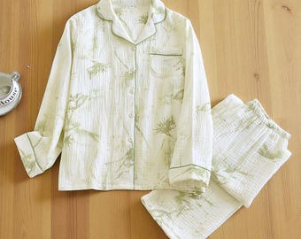 Baumwolle Herbst und Winter Damen Pyjamas, langärmelige Hosen Nachtwäsche, bequeme Home Service Loungewear, perfektes Geschenk für Sie
