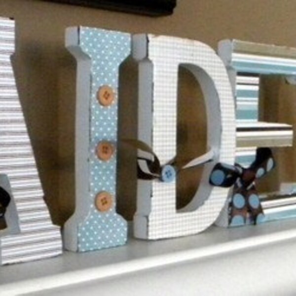 5 Wooden Letters  - Nursery Decor and More- SET OF FIVE Custom 6inch Letters - ALL ORDERS SHIP WITHIN 10 DAYS