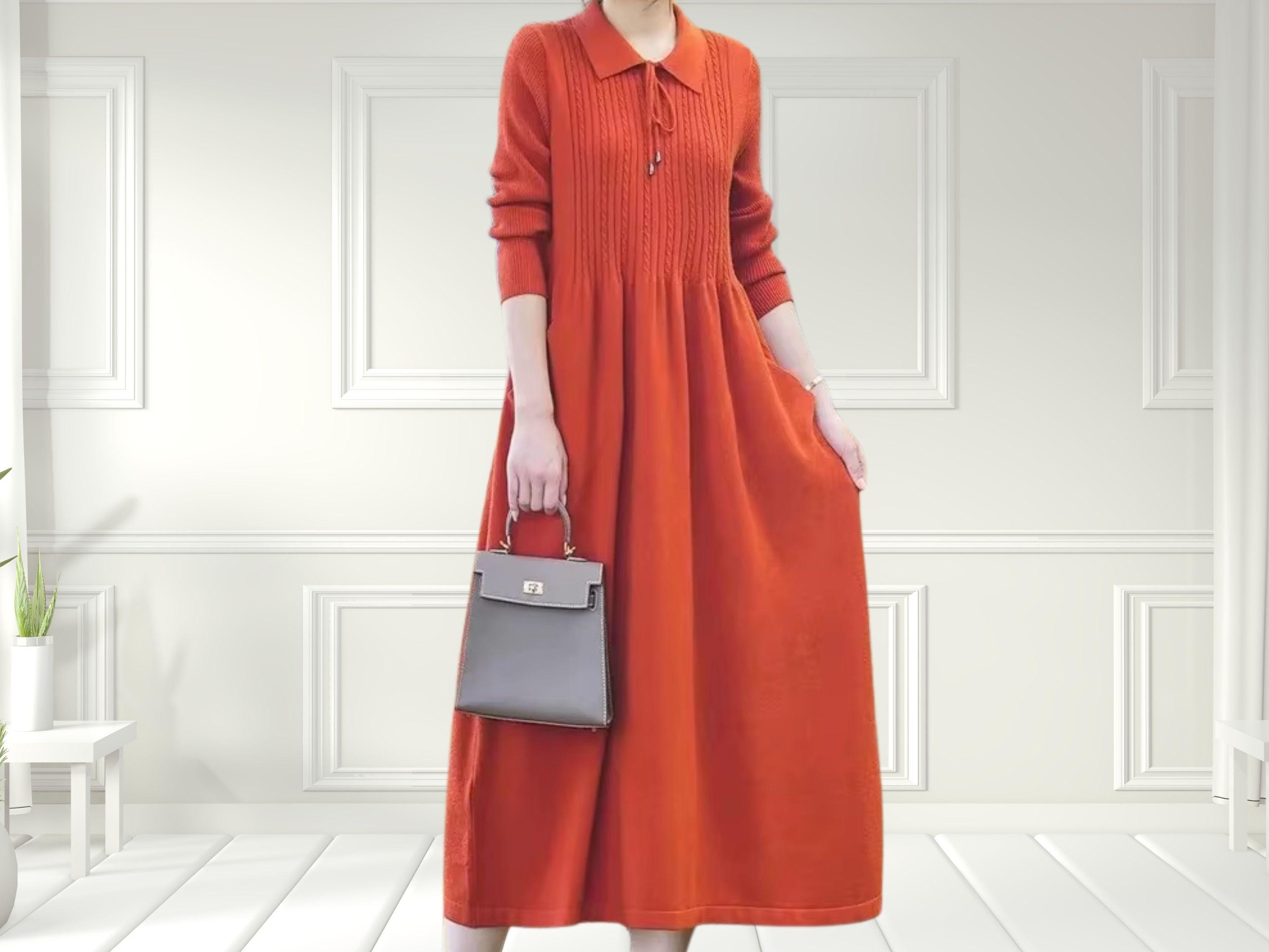 princess polly baby blue dress heekpek Jumper Dress for Women UK V Neck Autumn Dresses Long Sleeve Warm  Tunic Dresses A Line Knitted Elegant Sweater Winter Dress main image 1
