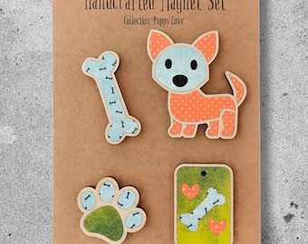 Digital nedladdningsmagnet, magnetsamling, magnetsvg, SVG-fil, laserskurna filer, laserklar fil, valpmagnet, hundälskarsvg