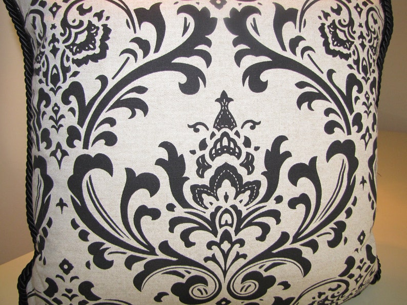 Black and Ivory Traditions Desginer Toss Pillow Casing/ Corded Etsy