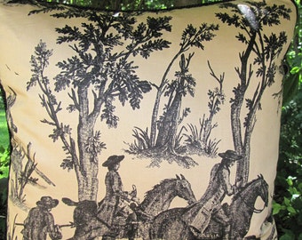 Lansdale Toile Designer Toss Pillow Casing  / Horse pillow casing / gentleman pillow casing