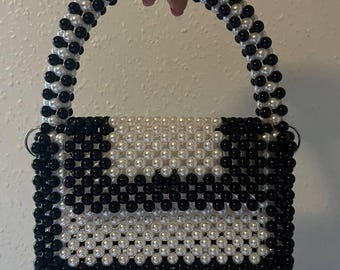 Beaded bag, beaded purse, handmade beaded bag, beaded handbag, woven beaded bag, handwoven beaded purse, pearl bead bag, beaded tote bag