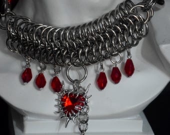Rotes Herz-Choker im Gothic-Stil, Vampir-Halskette, romantischer dunkler Schmuck
