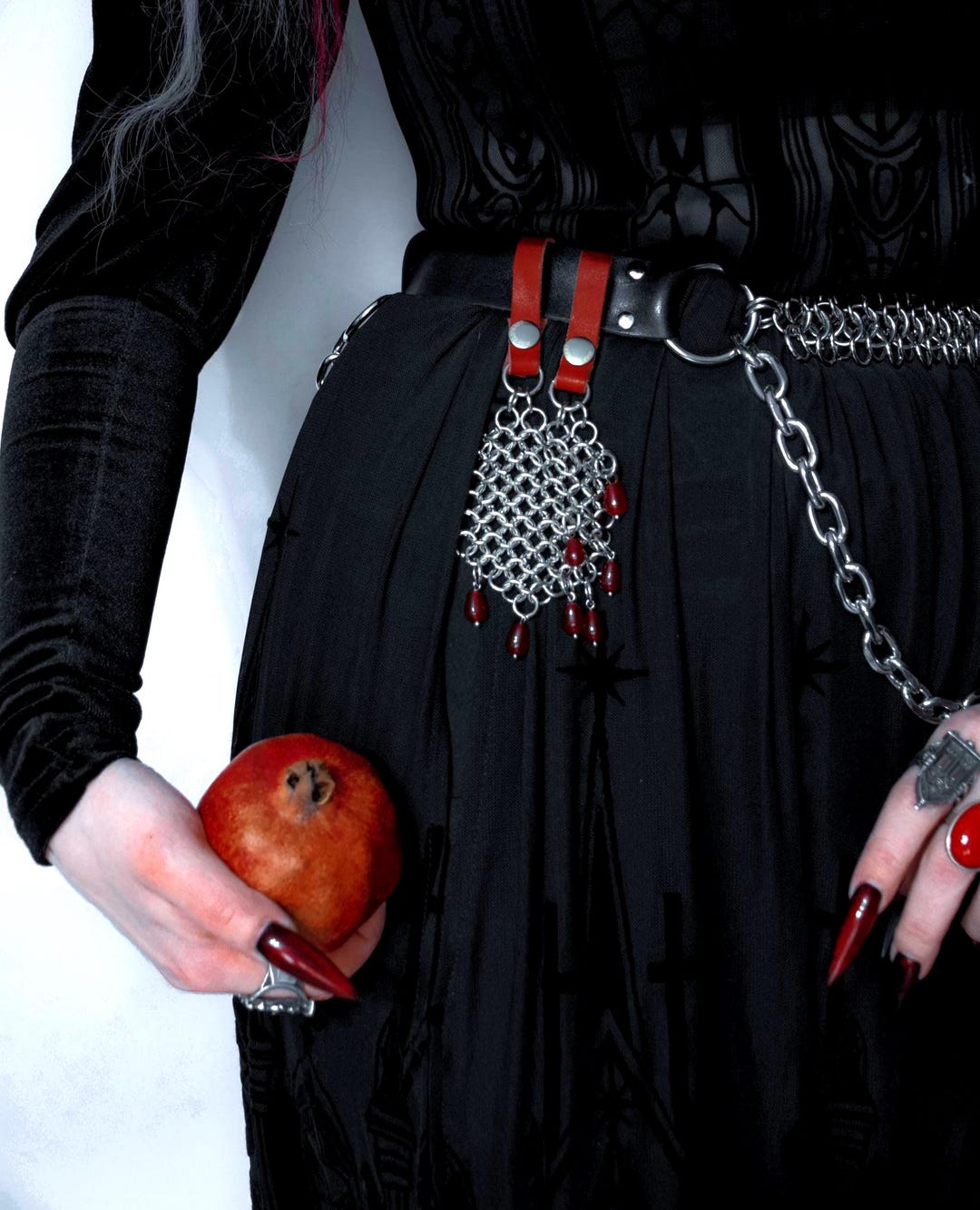 Red Wine Chainmail Chatelaine Gothic Belt Accessory – Pomegranate Blood ...