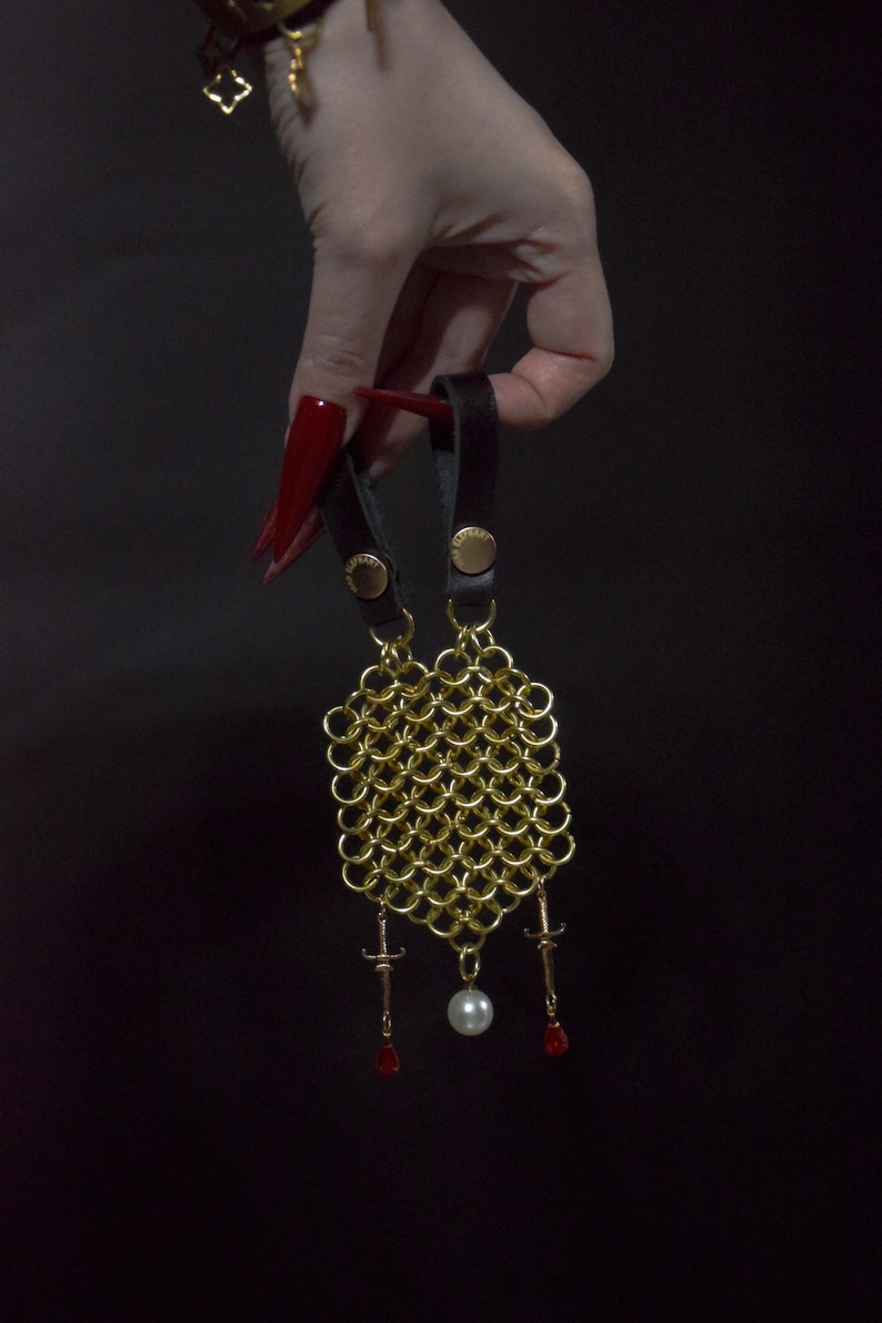 CHAINVEIL Gold: Golden Chainmail Belt Chatelaine Bag Decoration ...