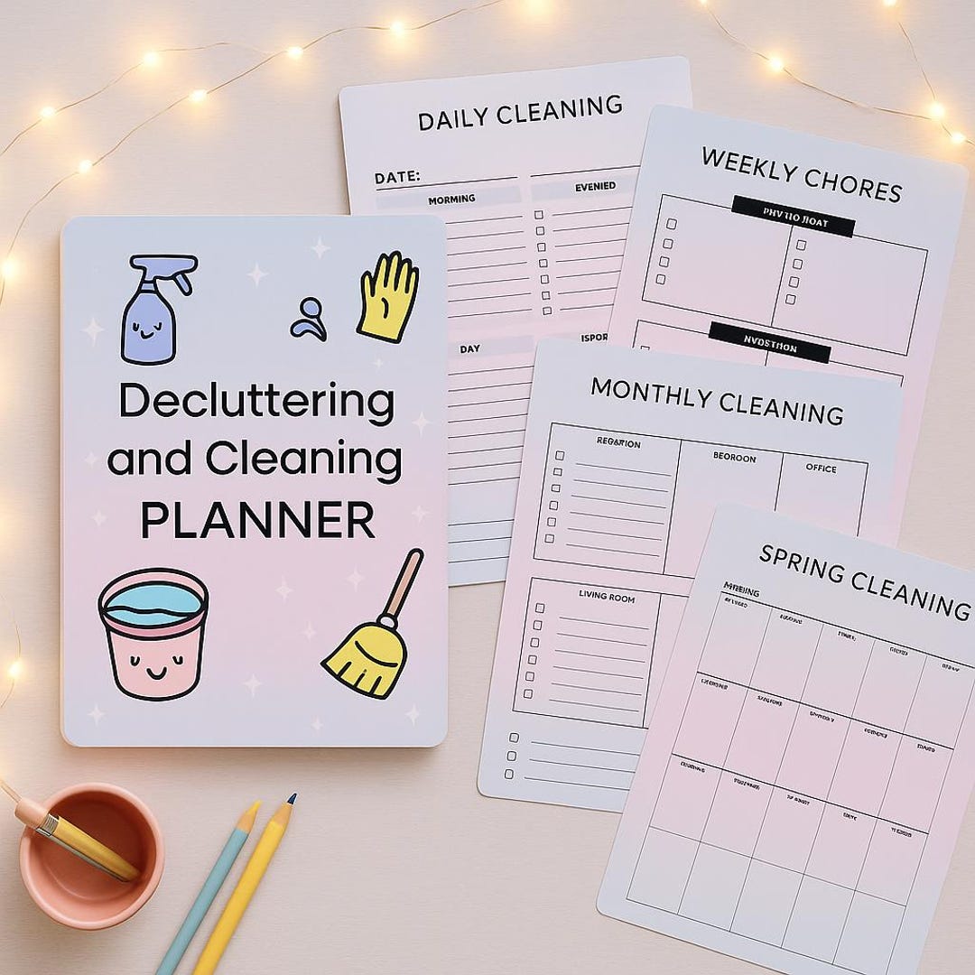 Editable Decluttering & Cleaning Planner | 32-page Home Organization Binder | Pink Aesthetic ...