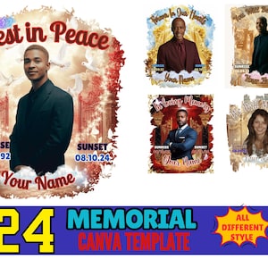 Bundle In Loving Memory Design Editable Canva Template, Funeral & Remembrance, Canva T-shirt Sublimation, Editable Canva Memorial TShirt Png