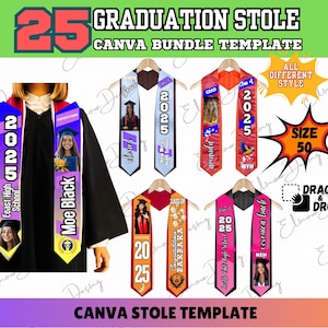 Graduation Stole Custom Grad Stole Canva Templates , Class of 2025 Stoles for Graduation, Graduate Stole Template Bundle, Grad Stole Design