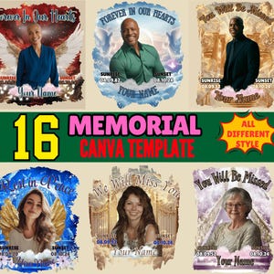 In Loving Memory Editable Canva Template Bundle, Memorial Design Bundle PNG Different Design, Memorial Backgrounds Template, Drag Your Image