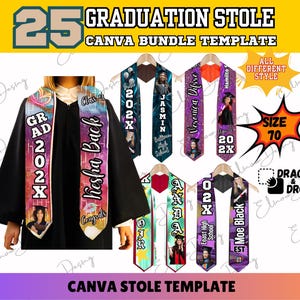 2025 Graduation Stole Template Canva PNG, Graduate Stole Template Bundle, Class of  2025 Grad Stole Template Canva Stole Graduation Template