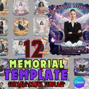 In Loving Memory bewerkbare canvas sjabloon bundel Memorial PNG, RIP, Heaven&#39;s Stairway, blauw Memorial shirt, begrafenis, Celebration of Life, DTF