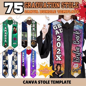 2025 Graduation Stole Template Canva PNG, Graduate Stole Template Bundle, Class of  2025 Grad Stole Template Canva Stole Graduation Template