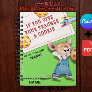 Si vous offrez un modèle de livre de biscuits à votre professeur, modèle imprimable de livre de remerciements de fin d'année à téléchargement immédiat pour professeur, idée cadeau pour professeur
