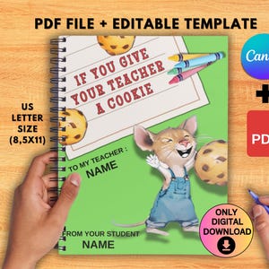If You Give Your Teacher a Cookie Book Template, Instant Download Printable Teacher Appreciation End of Year Book Template Teacher Gift Idea