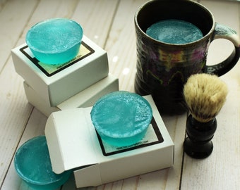 SHAVE Soap - BAY RUM - Shaving Cake with Bentonite Clay and Shea Butter - shaving soap refills for shaving mugs too - by Man Cave Soapworks