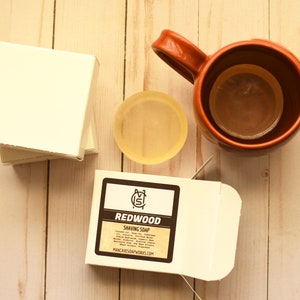 SHAVING Soap - REDWOOD - Wet Shave Soap with Bentonite Clay and Shea Butter - refills for shaving mugs too by Man Cave Soapworks