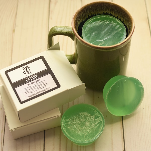 SHAVING Soap - GATSBY - Wet Shaving with Bentonite Clay and Moisturizing Shea Butter - refills for shaving mugs too by Man Cave Soapworks