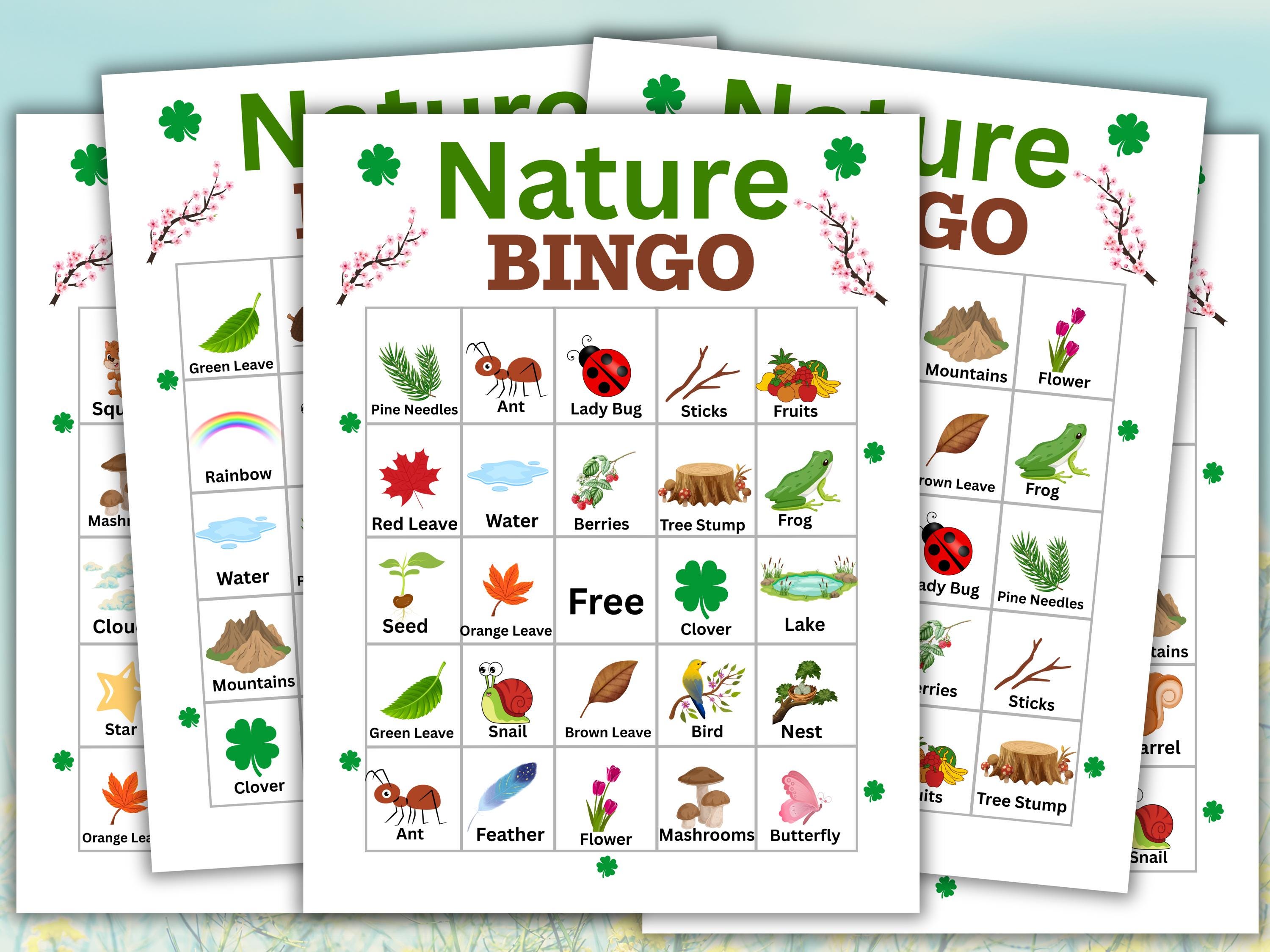 Printable Nature Bingo Game | 30 Nature Bingo Cards | Camping & Hike ...