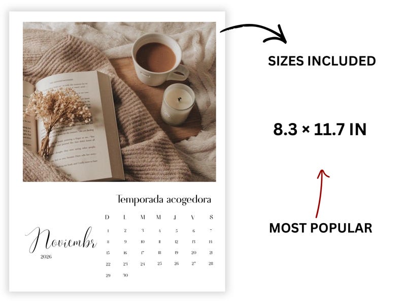 Calendario Imprimible 2026 Bundle | Spanish Calendar PDF | Planificador ...