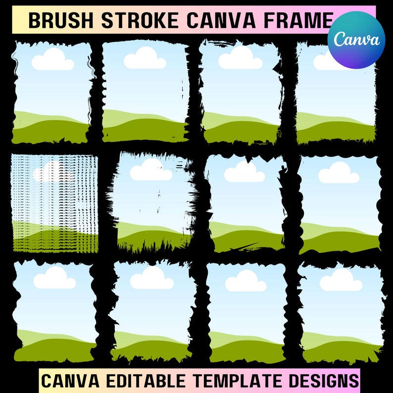 15 Bleach Effect Distressed Edge Canva Editable Frames Bundle, Fill ...