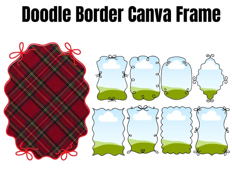 Editable Canva Frame Template, Doodle Border Canva Frame, Drag & Drop ...