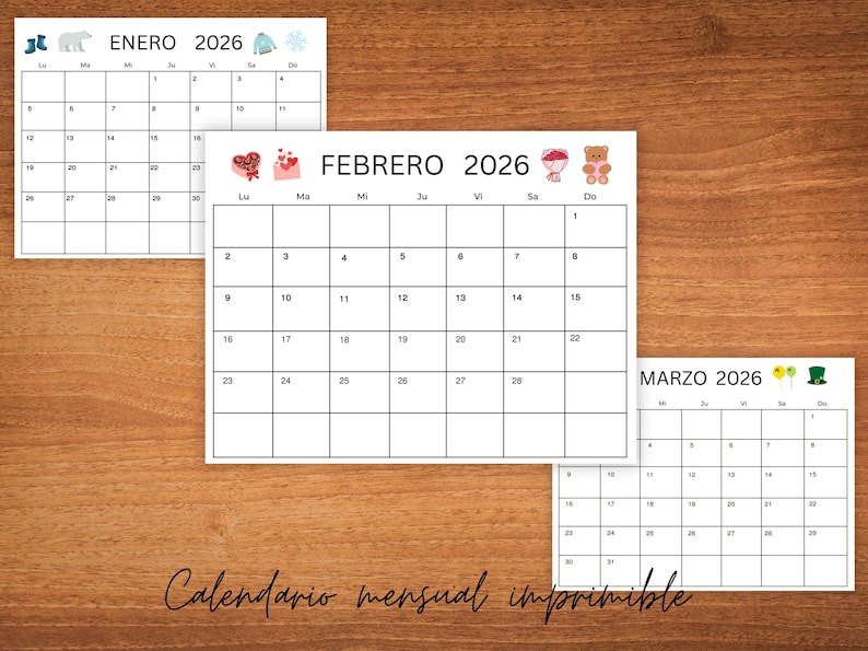 Calendario Imprimible 2026 Bundle | Spanish Calendar PDF | Planificador ...