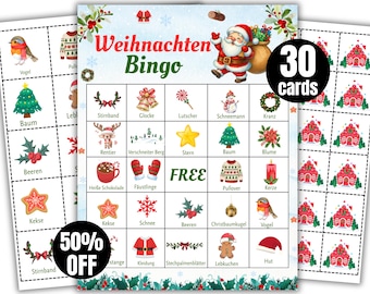 Weihnachts-Bingo Spiel | 30 Feiertags-Bingokarten | Weihnachts Bingo |  Weihnachtsbingo Spiel | Beschäftigung für Kinder & Klassenzimmer