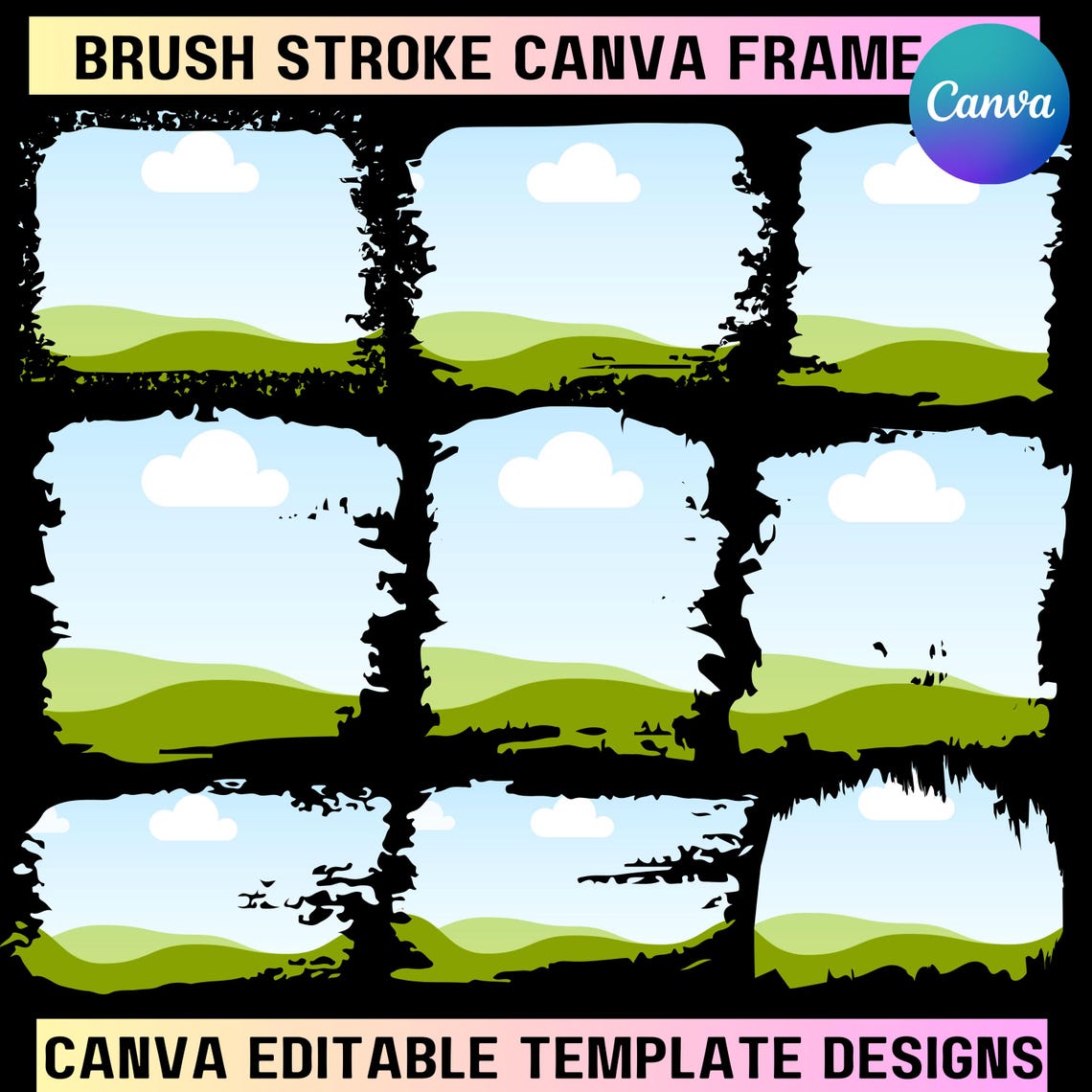Distressed Edge Bleach Effect Canva Frames, Canva Frame Template, Drag ...