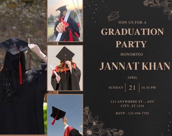 Graduation Party Invitation Template, Editable Graduation Invite, Class of 2026 Invitation, Canva Graduation Card, Digital Download