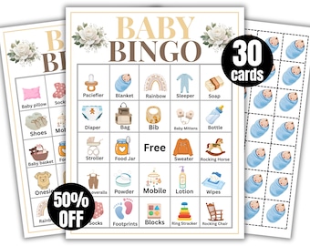 Baby Shower Bingo Game Printable  | 30 Baby Bingo Cards | Gender Neutral Baby Shower Activity | Baby Shower Party Game | Instant Download
