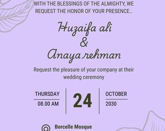 Elegant Wedding Invitation Template | Editable Canva Wedding Invite | Digital Wedding Card | Printable Invitation | Instant Download