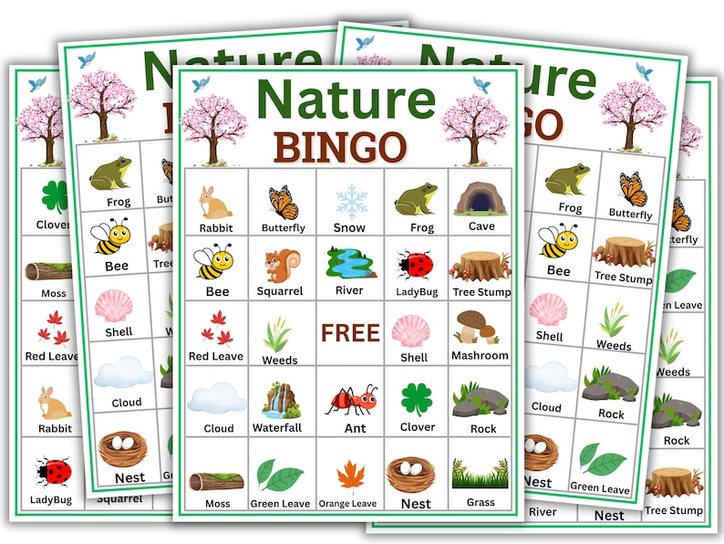 Printable Nature Bingo Game | 30 Nature Bingo Cards | Camping & Hike ...